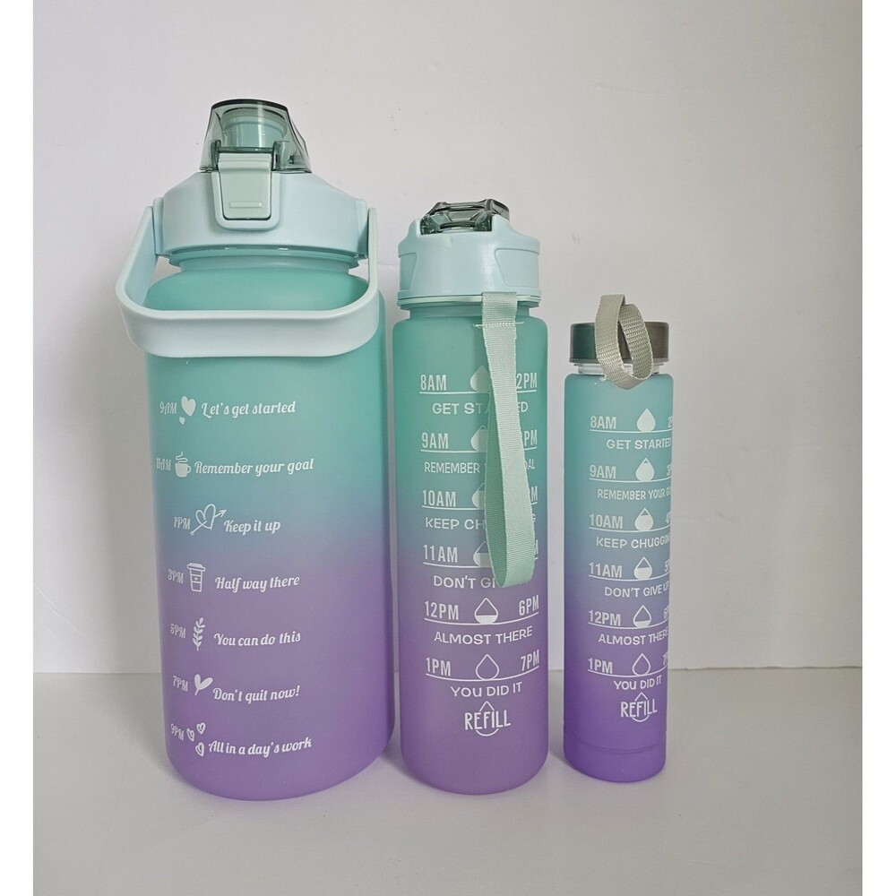 3 Pack Motivational Water Bottle with Straws
